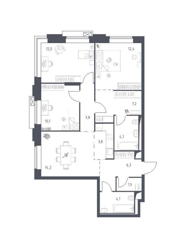 4 ккв (Евро) 80,8 м²