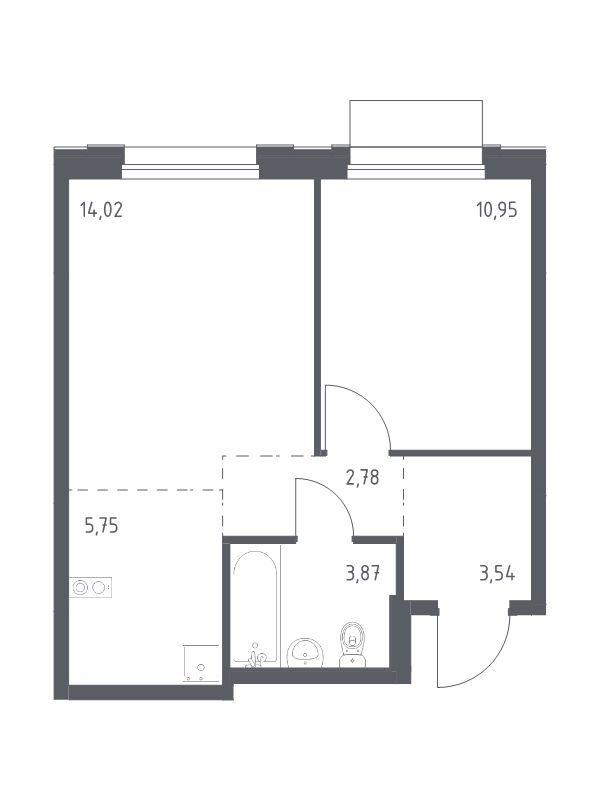 2 ккв (Евро) 40,9 м²