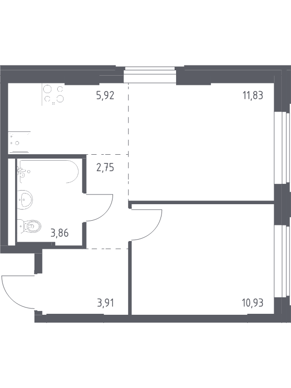2 ккв (Евро) 39,2 м²
