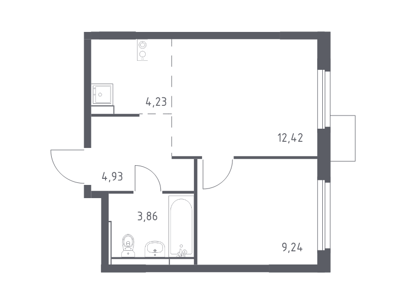 2 ккв (Евро) 34,7 м²