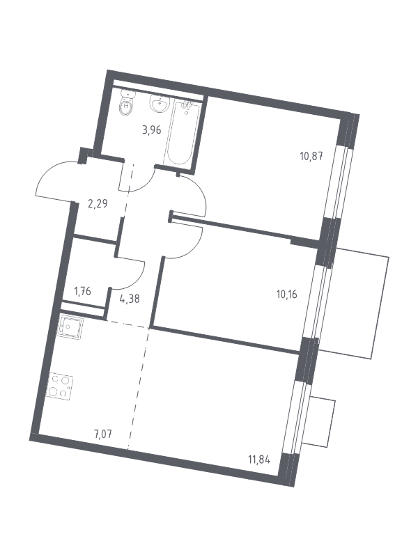 3 ккв (Евро) 52,3 м²
