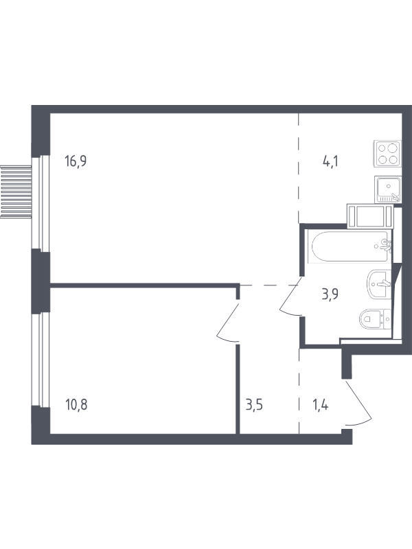 2 ккв (Евро) 39,9 м²