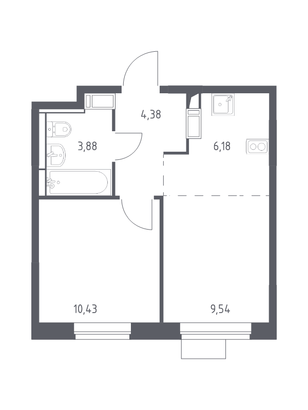 2 ккв (Евро) 34,4 м²