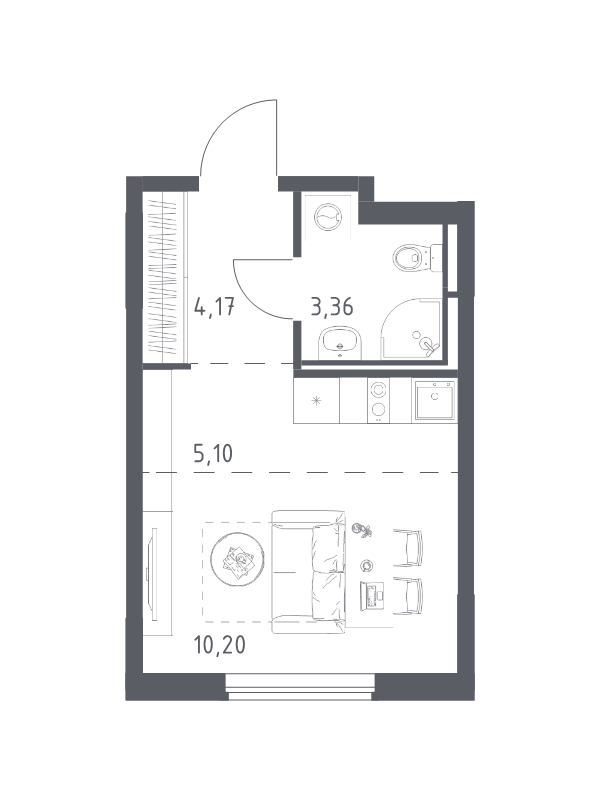 Студия 22,8 м²