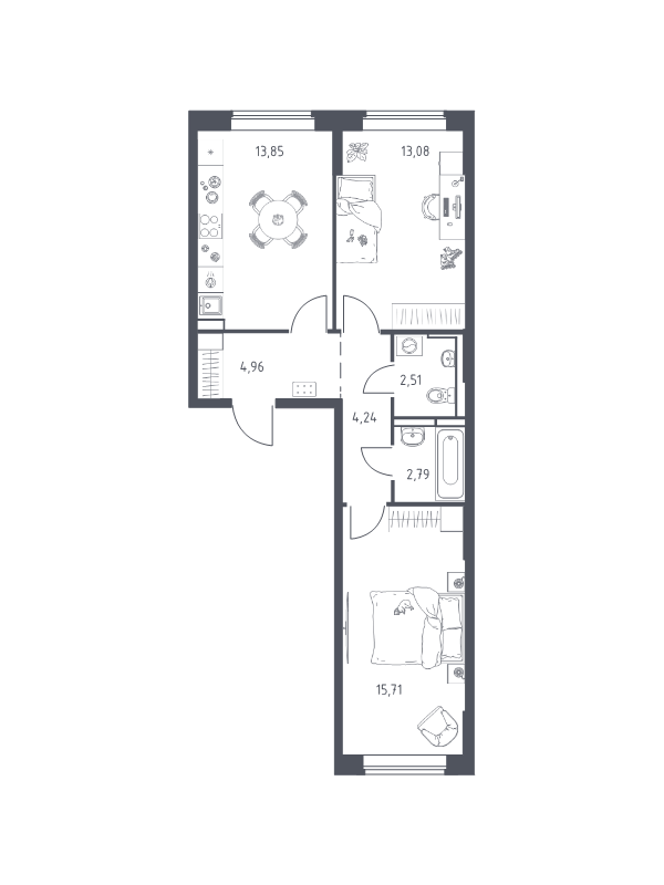 2 ккв 57,1 м²