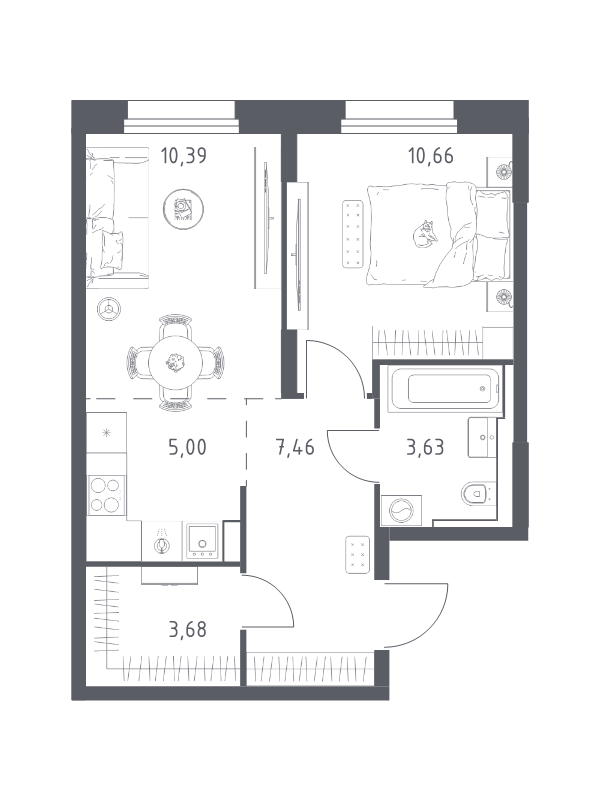 2 ккв (Евро) 40,8 м²