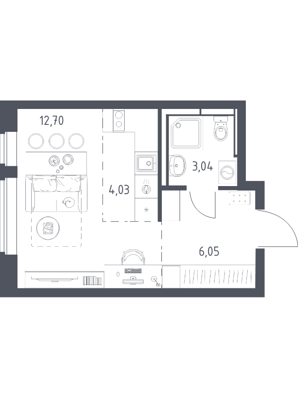 Студия 25,8 м²