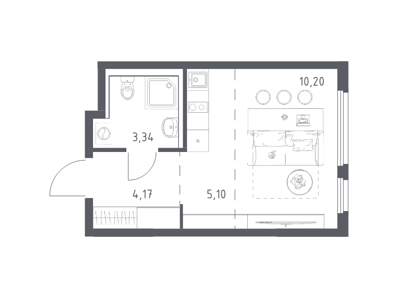 Студия 22,8 м²