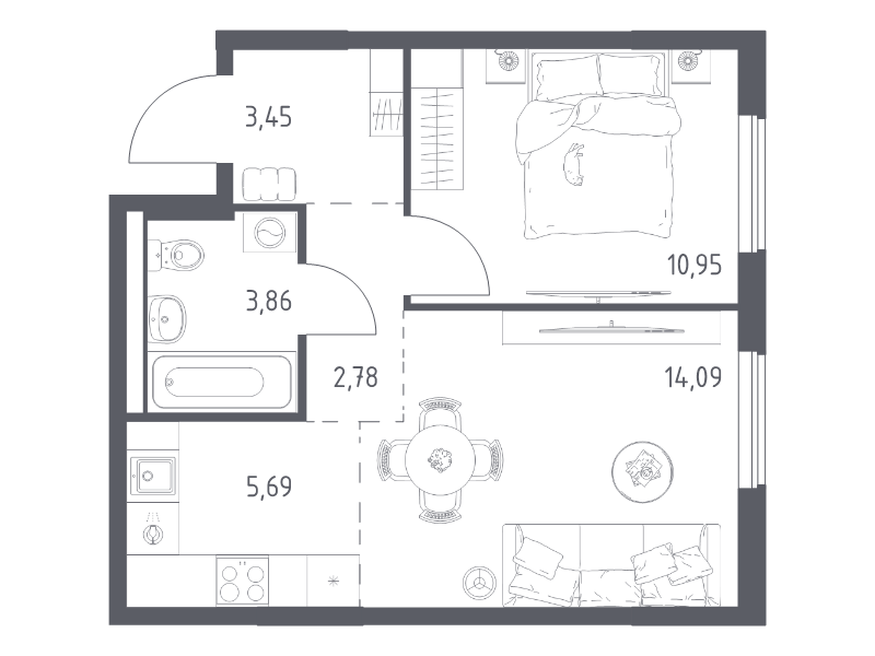2 ккв (Евро) 40,8 м²