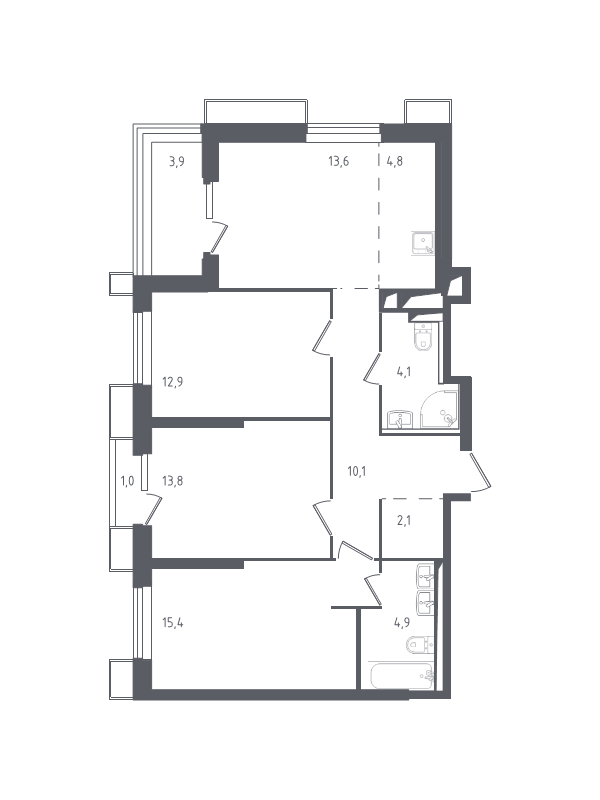 4 ккв (Евро) 87,2 м²