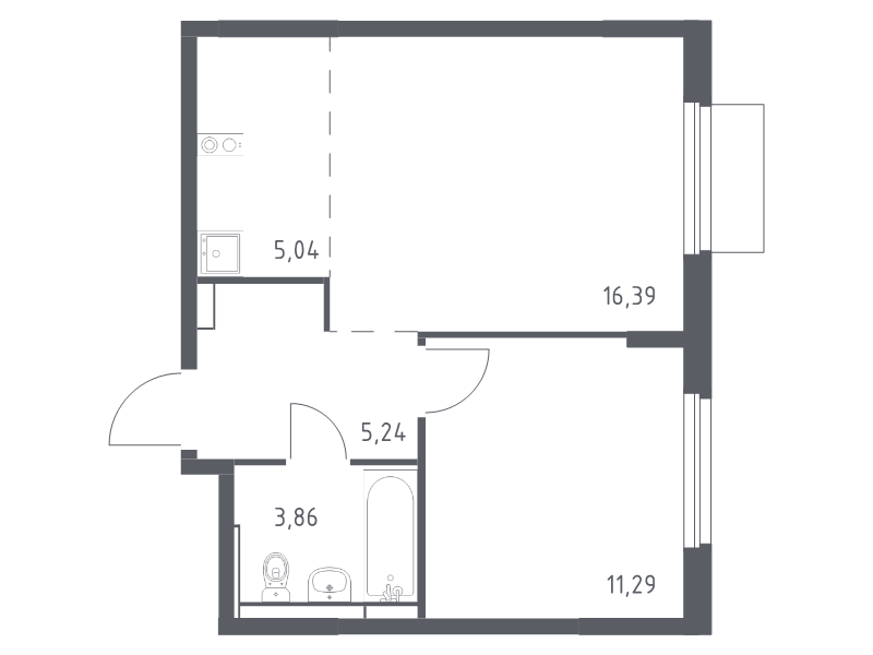 2 ккв (Евро) 41,8 м²