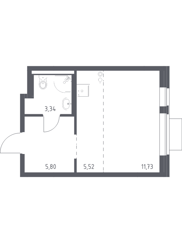 Студия 26,4 м²