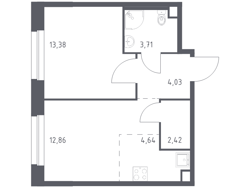 2 ккв (Евро) 41 м²