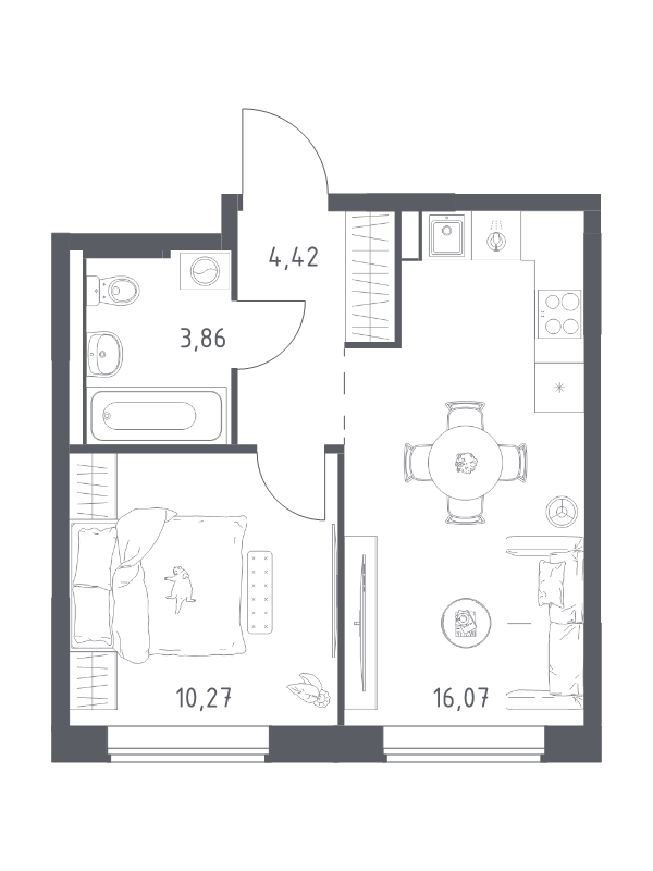 2 ккв (Евро) 34,6 м²