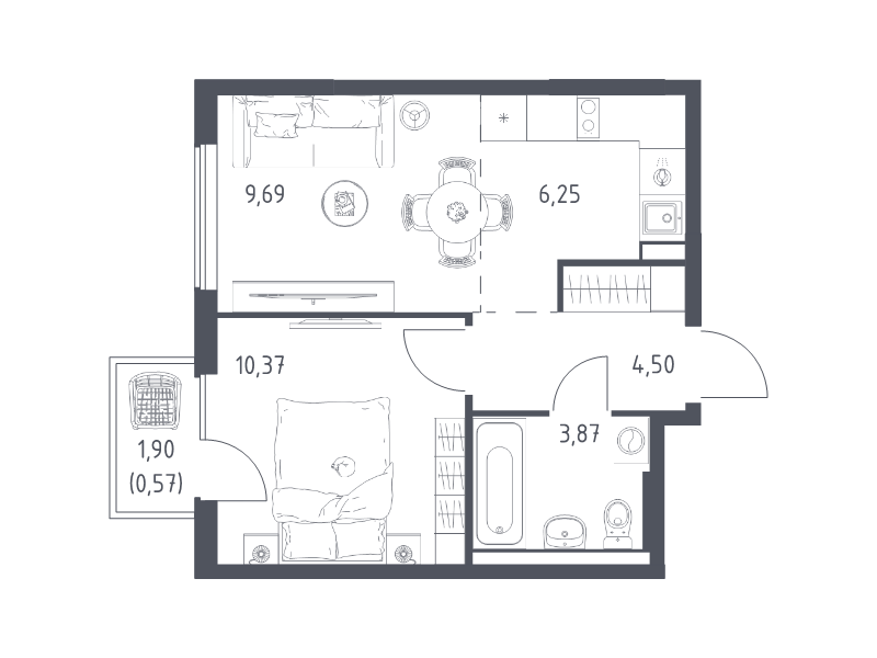 2 ккв (Евро) 35,3 м²