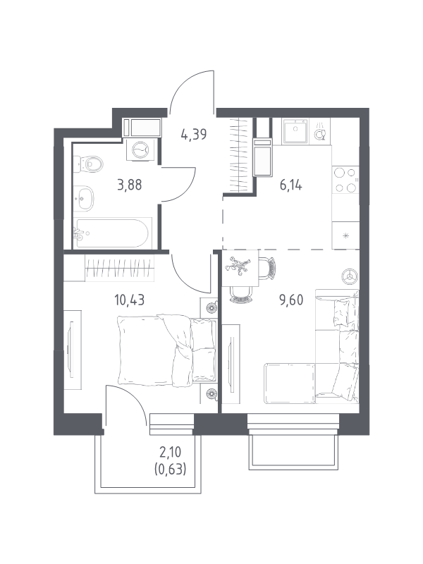 2 ккв (Евро) 35,1 м²