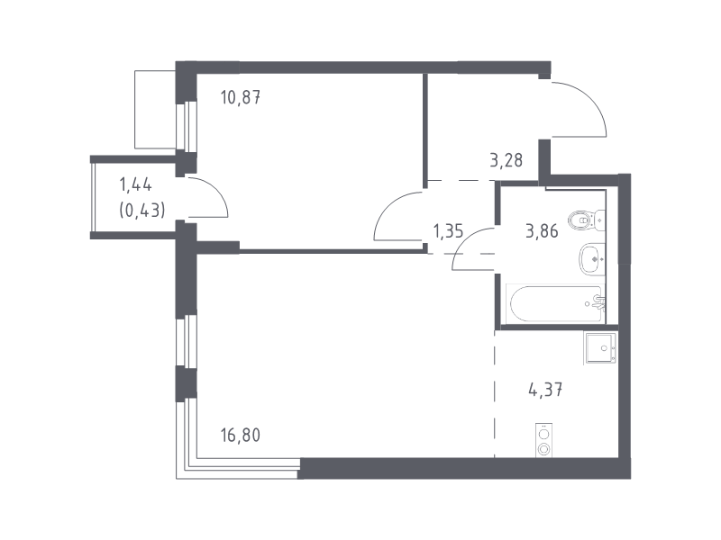 2 ккв (Евро) 41 м²
