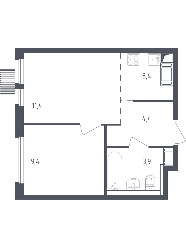 1 ккв 32 м²