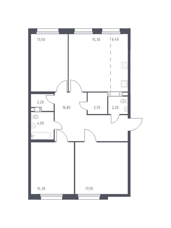 4 ккв (Евро) 94,9 м²