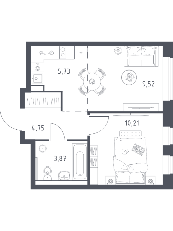 2 ккв (Евро) 34,1 м²