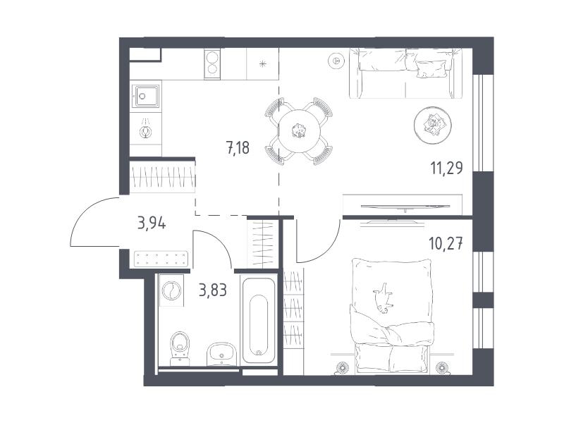 2 ккв (Евро) 36,5 м²