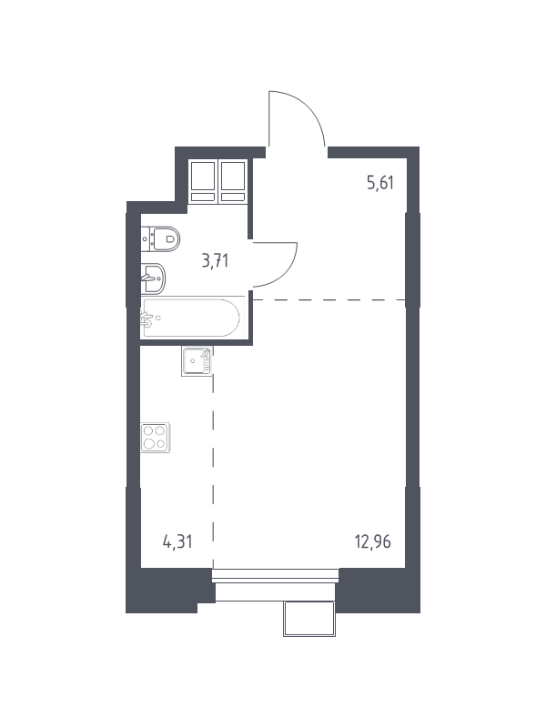 Студия 26,6 м²