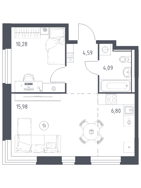 2 ккв (Евро) 41,7 м²