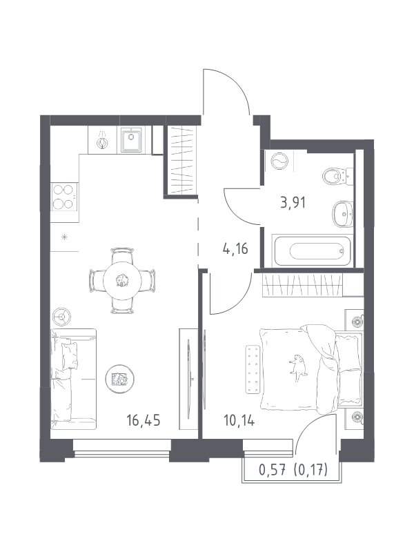 2 ккв (Евро) 34,8 м²