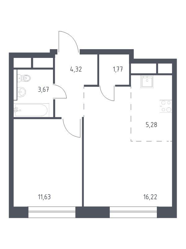 2 ккв (Евро) 42,1 м²
