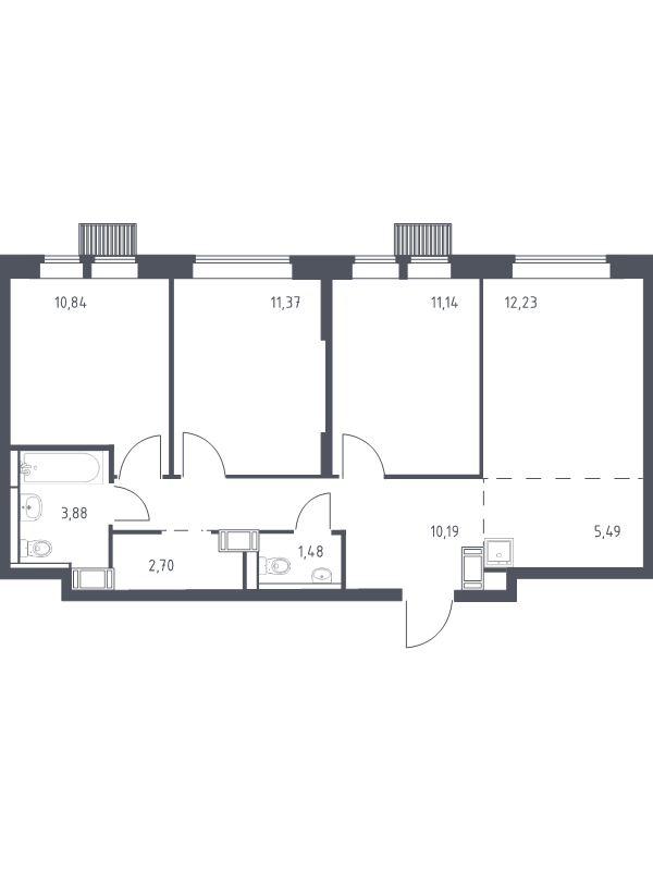 4 ккв (Евро) 69,3 м²