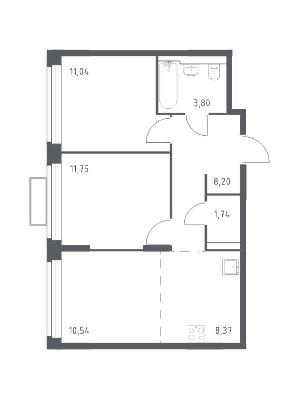 3 ккв (Евро) 55,7 м²