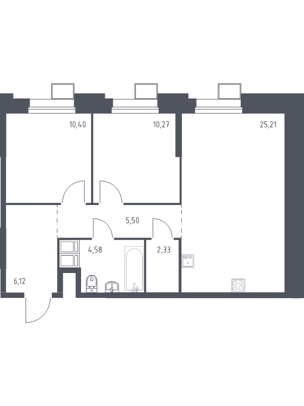 3 ккв (Евро) 64,6 м²