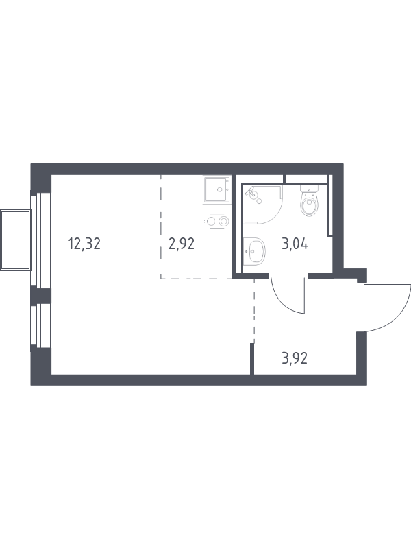 Студия 22,2 м²