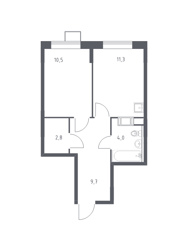 1 ккв 38,3 м²