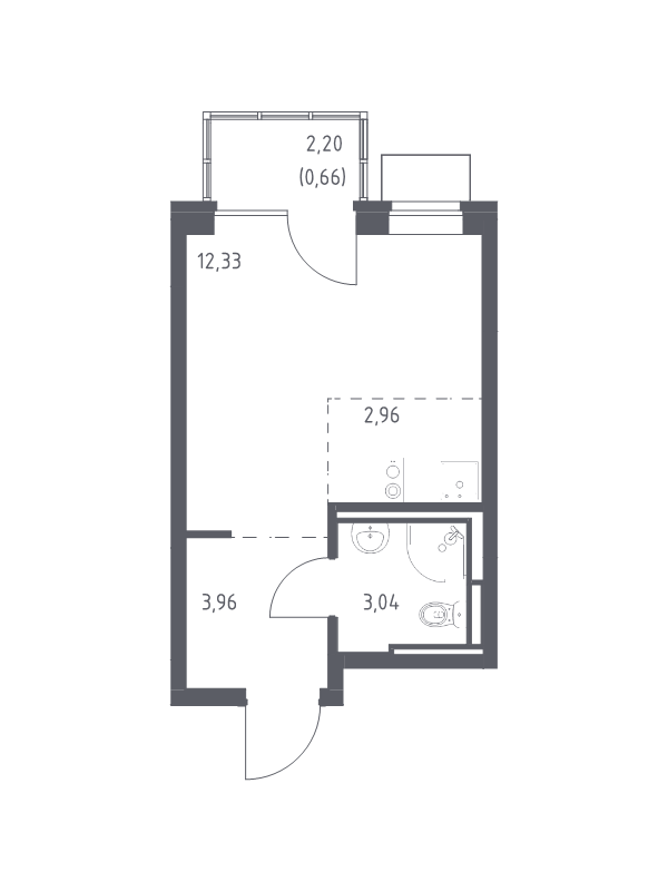 Студия 23 м²