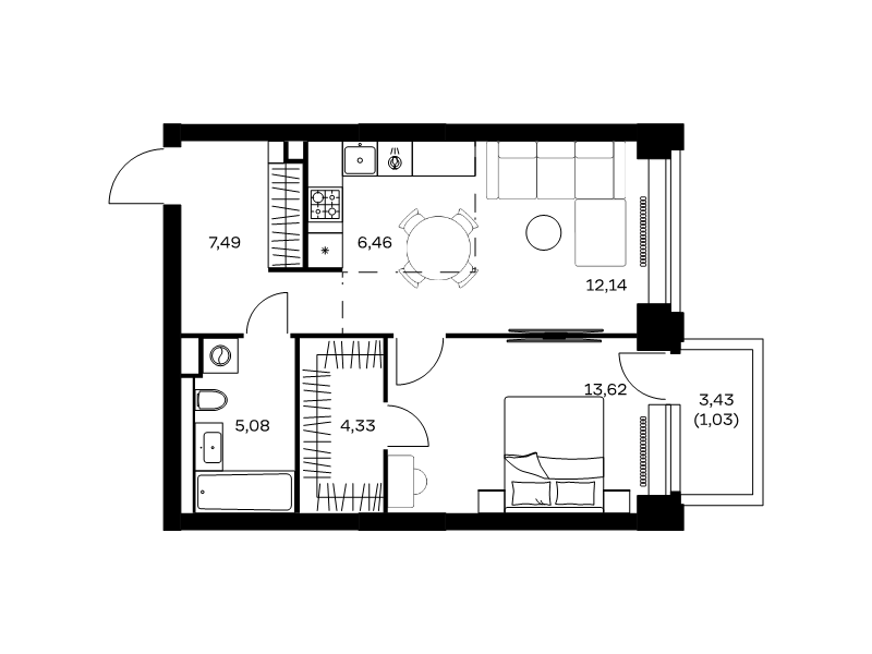 2 ккв (Евро) 50,2 м²