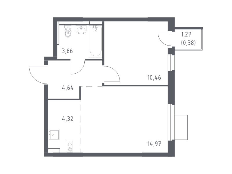 2 ккв (Евро) 38,6 м²