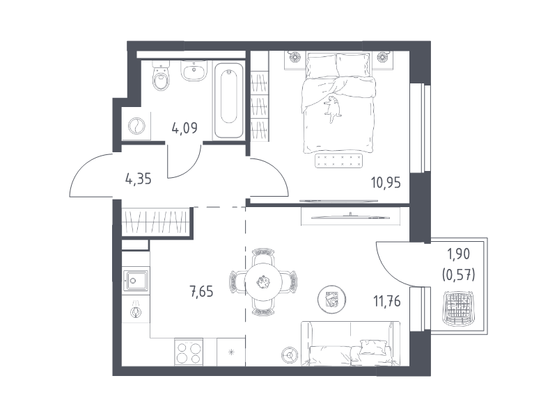 2 ккв (Евро) 39,4 м²