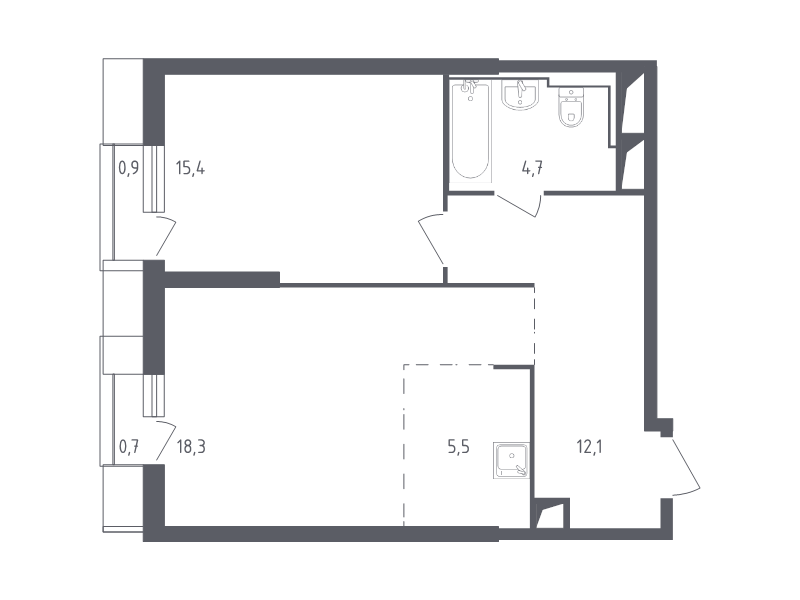 2 ккв (Евро) 57,7 м²