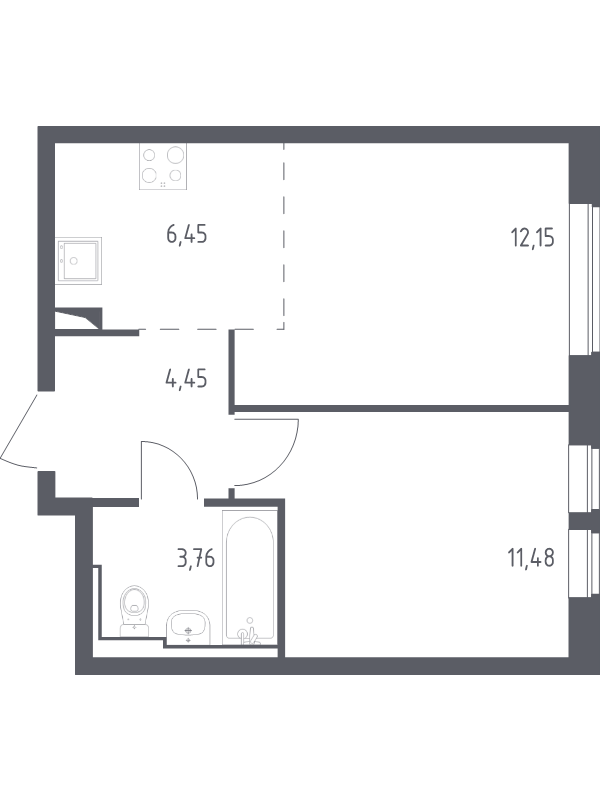 2 ккв (Евро) 39 м²