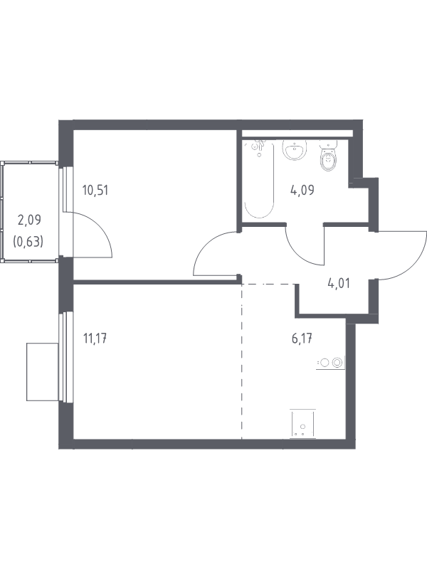 2 ккв (Евро) 36,6 м²