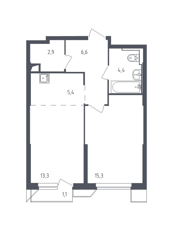 2 ккв (Евро) 49,2 м²