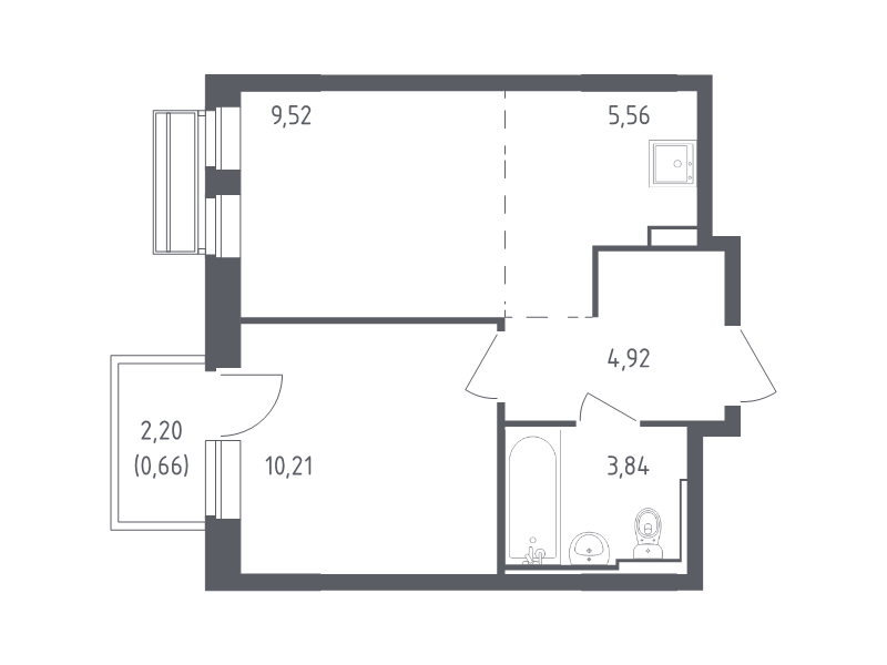 2 ккв (Евро) 34,7 м²