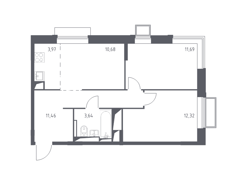 2 ккв 53,8 м²