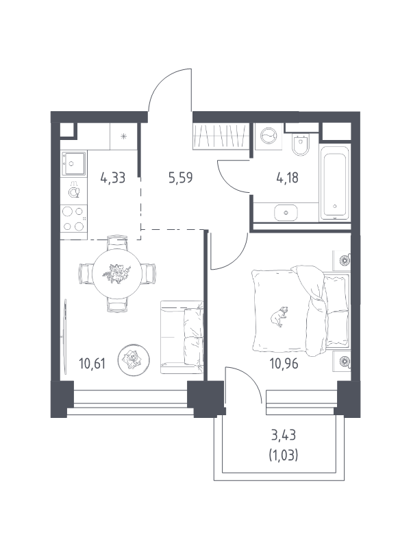 2 ккв (Евро) 36,7 м²