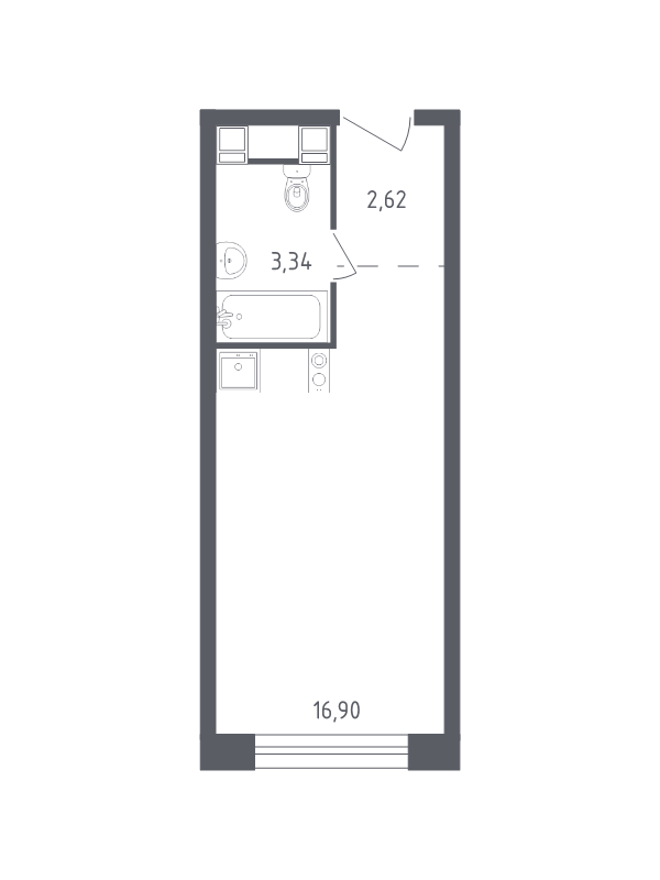 Студия 22,9 м²