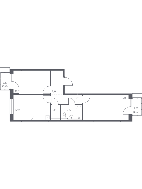 2 ккв 61,3 м²