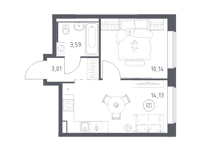 1 ккв 30,9 м²