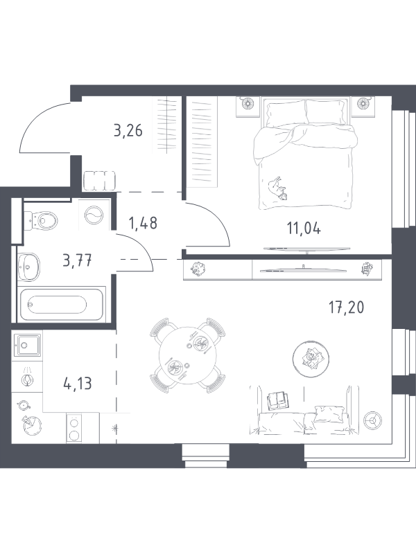2 ккв (Евро) 40,9 м²