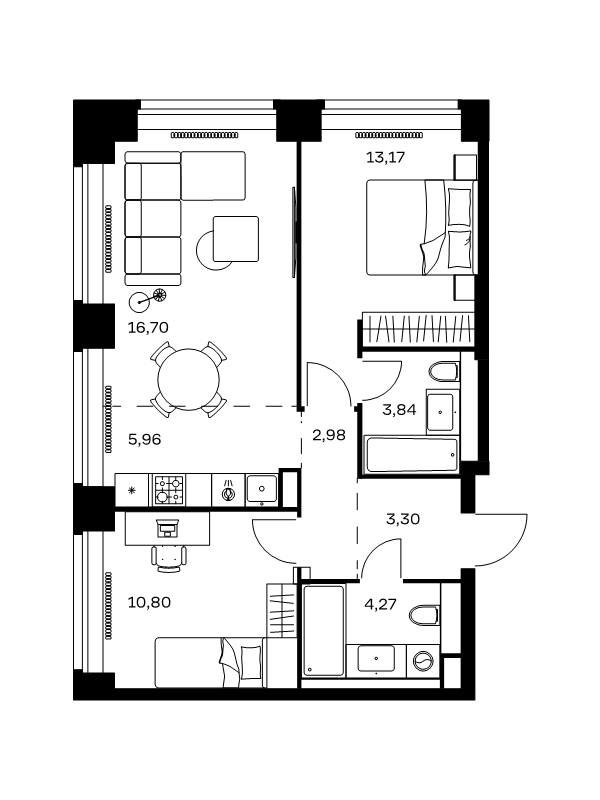 3 ккв (Евро) 61 м²